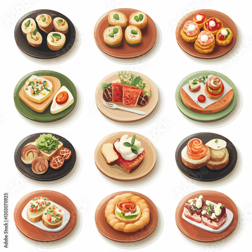 Assorted appetizer plates showcasing a variety of creative culinary delights