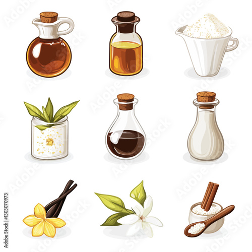 Vanilla Bean with Spice, Oils and Flowers for Aromatherapy and Cooking