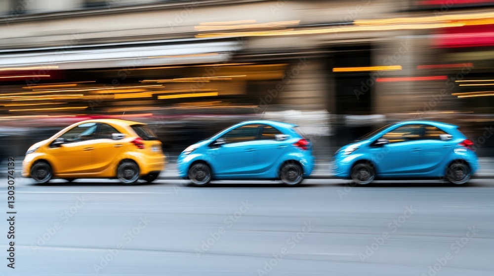 EVs in Motion During Busy City Rush Hour EVs in Motion During Busy City Rush Hour
