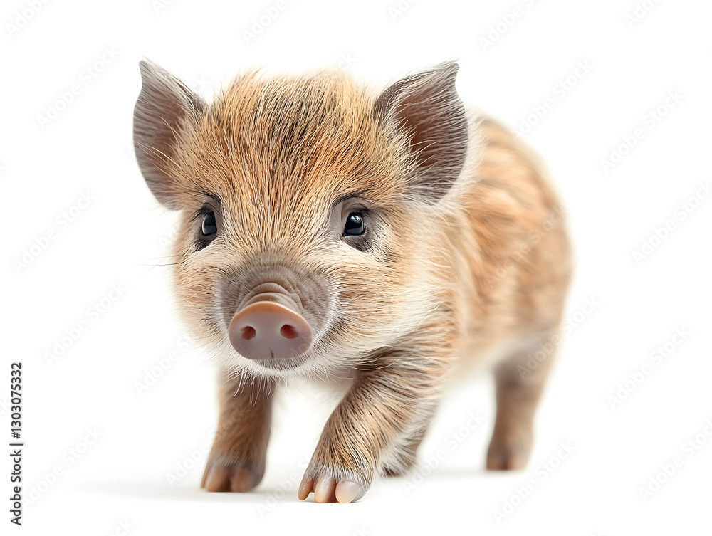 Cute Piglet Exploring Its Surroundings in a Playful Manner During Bright Daylight Cute Piglet Exploring Its Surroundings in a Playful Manner During Bright Daylight