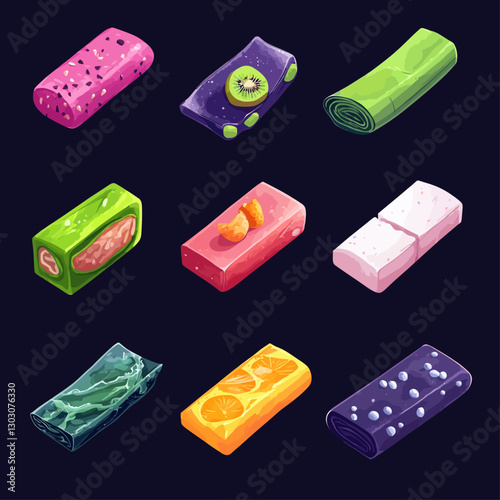 Colorful Fruit and Dessert Pastilles, Fruit Gummy Candy, Fruit Snacks