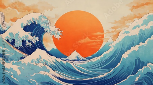 Foto Great Wave off Kanagawa: A Modern Interpretation