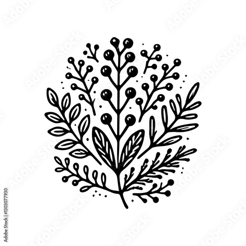 Juniper vector logo drawing illustration Isolated vintage illustration organic essential oil engraved style sketch