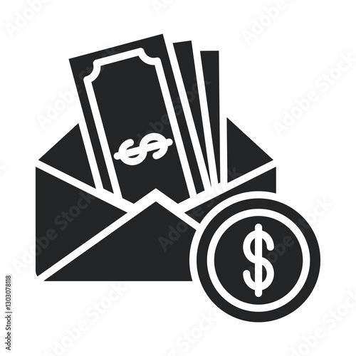 Salary Icon Glyph Style. Vector Illustration For Graphic Design