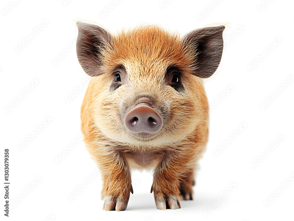 Cute Piglet Exploring Its Surroundings in a Playful Manner During Bright Daylight Cute Piglet Exploring Its Surroundings in a Playful Manner During Bright Daylight