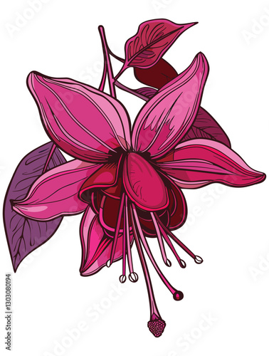 elegant illustration of gibbon flowers line art