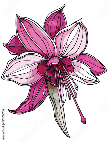 elegant illustration of gibbon flowers line art