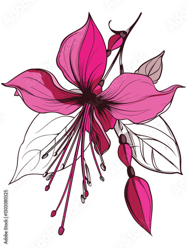 elegant illustration of gibbon flowers line art