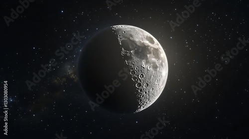 A crescent moon with its dark side faintly illuminated by Earthshine, set against a black sky