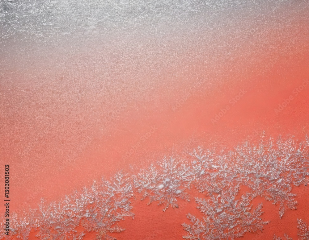 A stunning frost pattern contrasts against a vibrant orange background. A stunning frost pattern contrasts against a vibrant orange background.