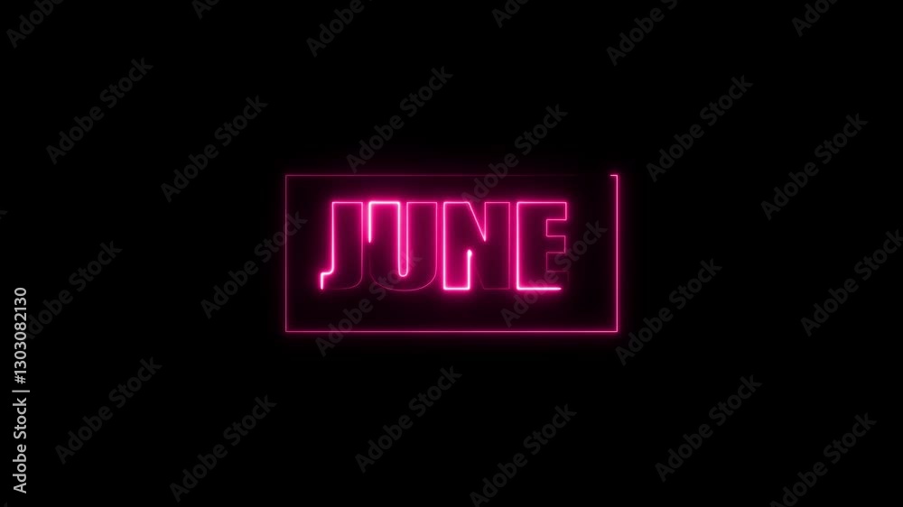 Glowing colorful light neon text month of june . Abstract glowing june month neon line background. Glowing colorful light neon text month of june . Abstract glowing june month neon line background.