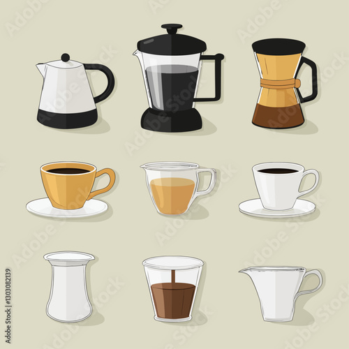 Coffee brewing methods illustrated, vector design set for your brew needs