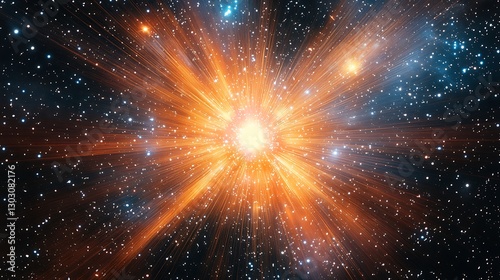 A dazzling star cluster radiating vibrant colors in the backdrop of intergalactic space