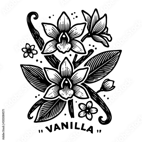 vanilla flavor vector logo design rounded, trendy, simple and modern style illustration