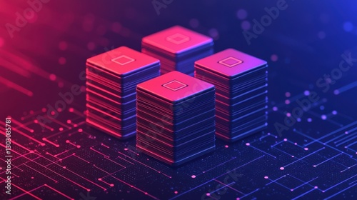 Kubernetes concept. Futuristic Visualization of Pods Interacting in a Digital Landscape