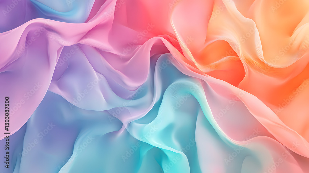 Fototapeta premium Abstract design with colorful, soft gradients of turquoise, coral, and lavender