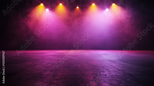 Wallpaper Mural Vibrant stage lights illuminating a misty performance venue Torontodigital.ca