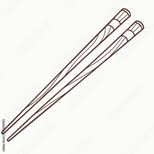 wooden chopsticks on white background on white background