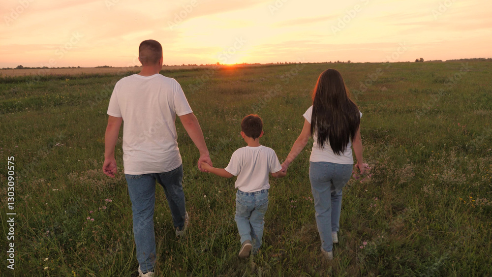 man woman child walking sunset holding hands, wild flowers, woman man child nature trip, family holiday, picnic in nature, view from back, people walking green meadow summer nature, group people field man woman child walking sunset holding hands, wild flowers, woman man child nature trip, family holiday, picnic in nature, view from back, people walking green meadow summer nature, group people field