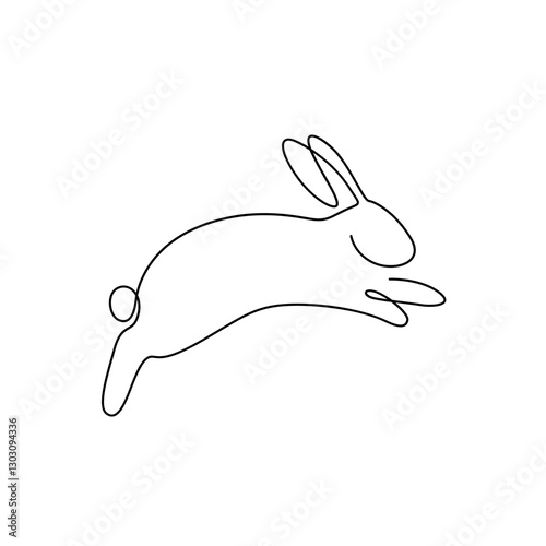 rabbit line art logo continuous line