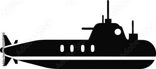 submarine silhouette vector illustration. submarine icon