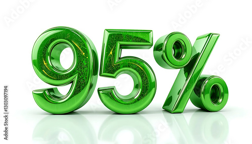 95 Percent Off Sale. 95% percent of. Special offer discount. green number 95% 3d rendering. sign for marketing, sales, discounts, promotions, financial, business, banner. 3d green number.