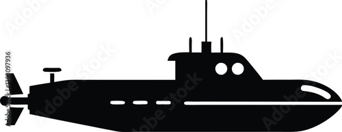 submarine silhouette vector illustration. submarine icon