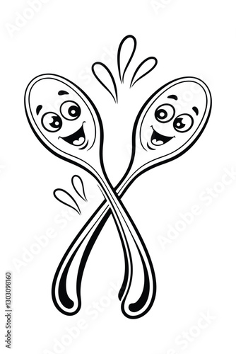 Cartoon-Style Animated Spoons Illustration