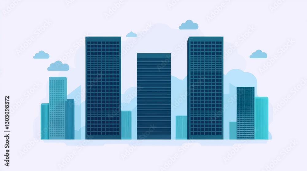 Service-oriented architecture concept. Stunning Minimalist Isometric Cityscape with Sleek Skyscrapers and Modern Architecture Service-oriented architecture concept. Stunning Minimalist Isometric Cityscape with Sleek Skyscrapers and Modern Architecture