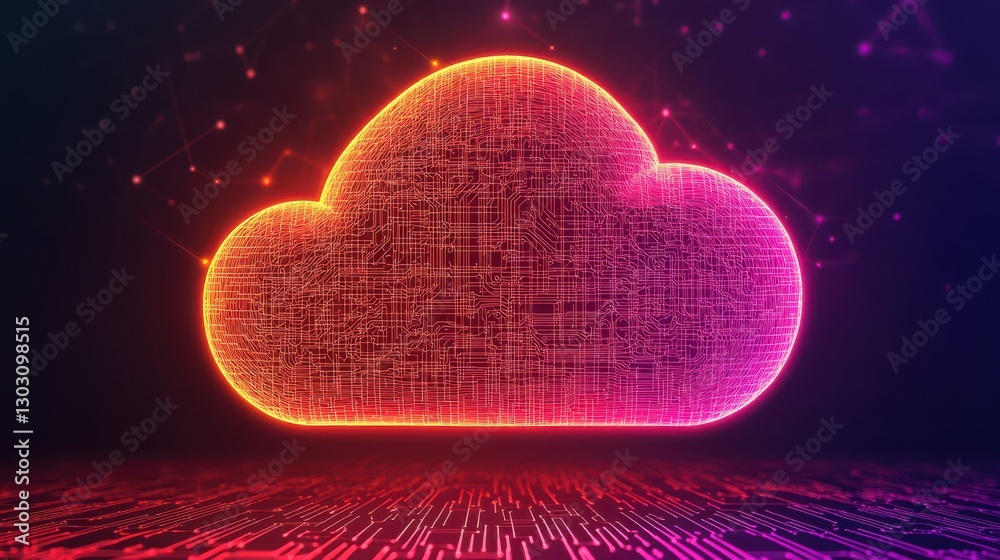 Fototapeta premium Service-oriented architecture concept. Vibrant Glowing Cloud Services and Microservices Concept with Abstract Digital Background