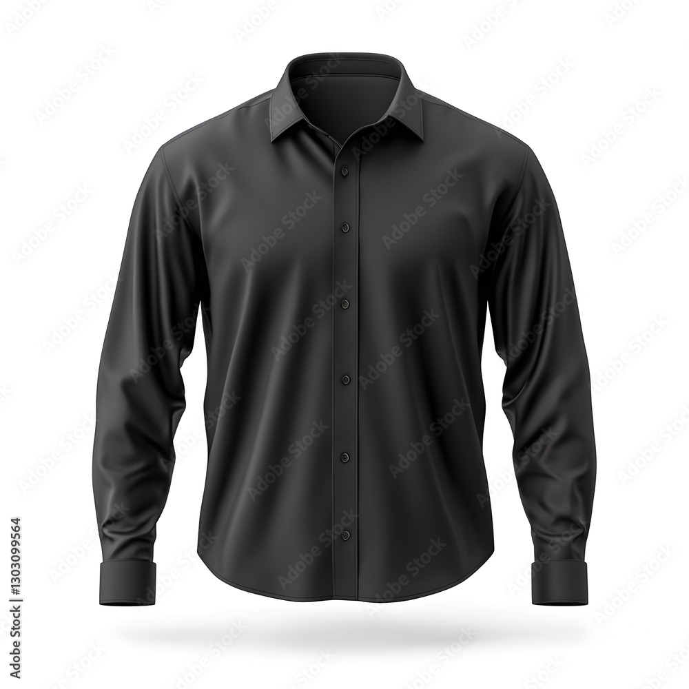 Black Formal Dress Shirt Mockup On Isolated White Background Black Formal Dress Shirt Mockup On Isolated White Background