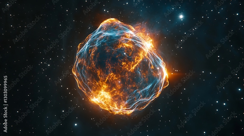 Obraz premium A glowing planetary nebula expanding outward into the dark, star-filled universe