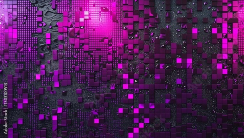 Cyberpunk magenta glass mosaic texture on abstract background design illustration 