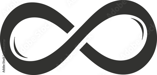 Black infinity symbol representing endlessness and continuity in a simple design.