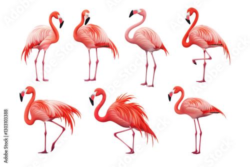 flamingos set of images isolated on transparent or white background, png