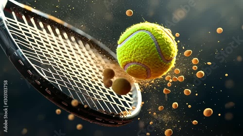 tennis ball on a tennis racket