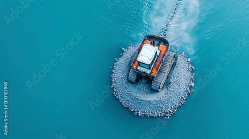 Dredge Operator Engaged in Waterway Excavation, Removing Sediment to Ensure Clear and Navigable Channels for Safe Marine Navigation