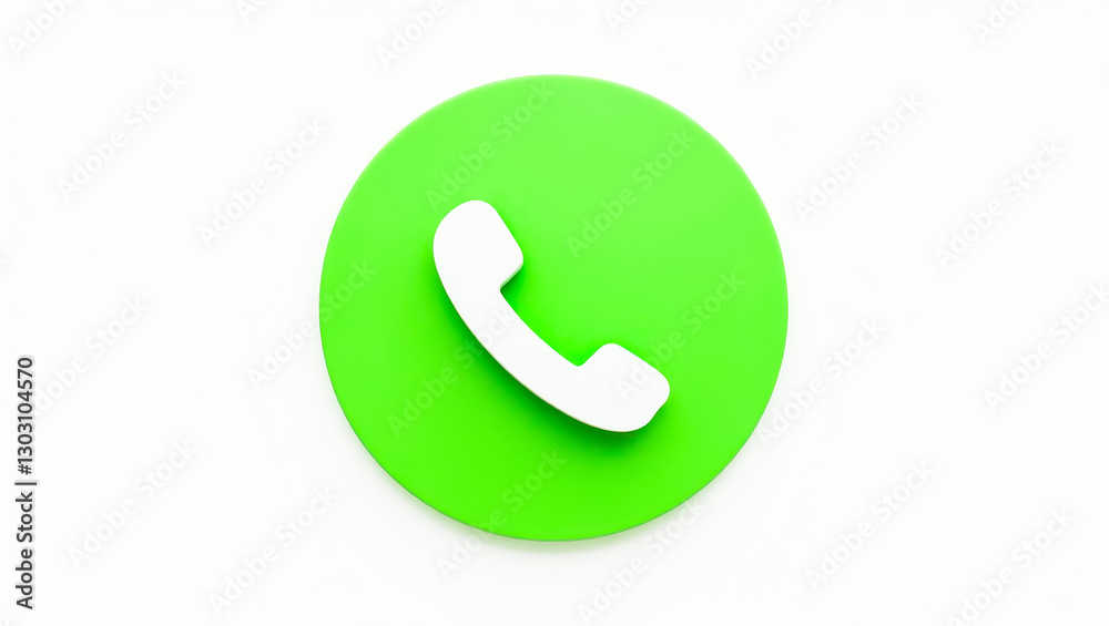 bright white telephone on a green circle represents communication and support. bright white telephone on a green circle represents communication and support.