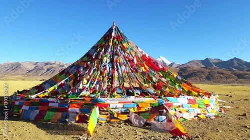 Explore Mount Kailash, the Sacred Heart of Tibet's Ali Loop with Colorful Prayer Flags