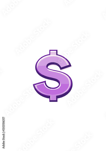 Shiny 3D Purple Dollar Sign Vector Icon for Business, Investment, and Financial Growth Concepts