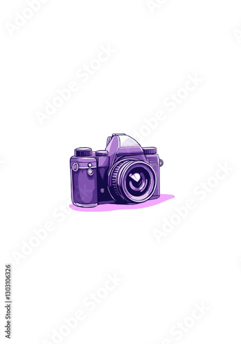 Realistic Vector Illustration of a Vintage Film Camera with a Detailed Lens and Classic Aesthetic