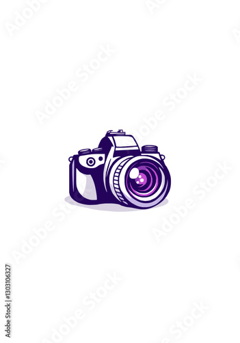 Stylized Vector Illustration of a Professional DSLR Camera with Lens in a Modern Artistic Style