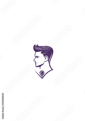 Stylized Vector Illustration of a Young Man’s Profile with a Modern Haircut and Minimalist Design