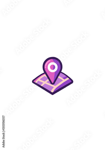 Flat Vector Icon of a Location Pin on a Map for Navigation and GPS Concept