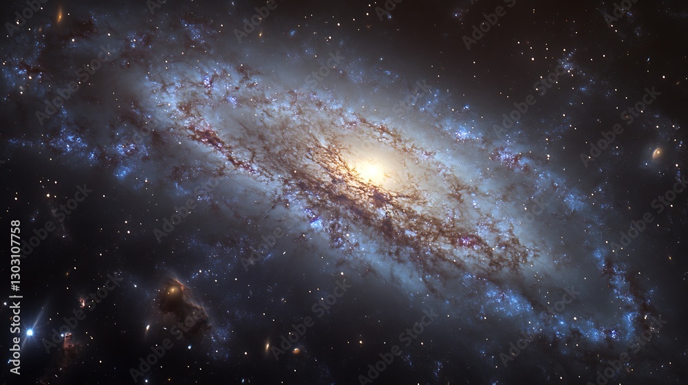 Fototapeta premium A massive starburst galaxy radiating light and energy in all directions