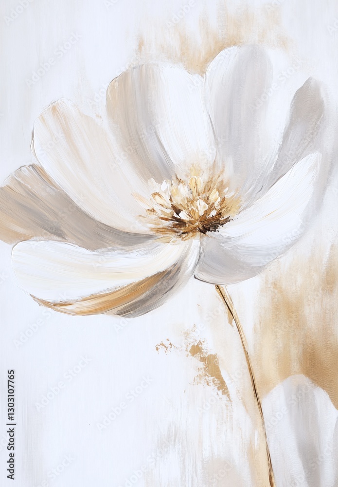 Obraz premium Elegant white flower painting with soft background tones
