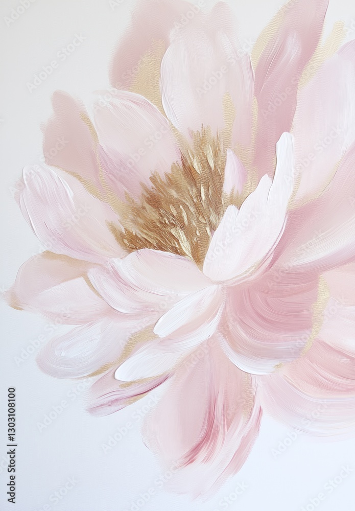 Soft pink flower painted with delicate strokes on a white background capturing spring beauty Soft pink flower painted with delicate strokes on a white background capturing spring beauty