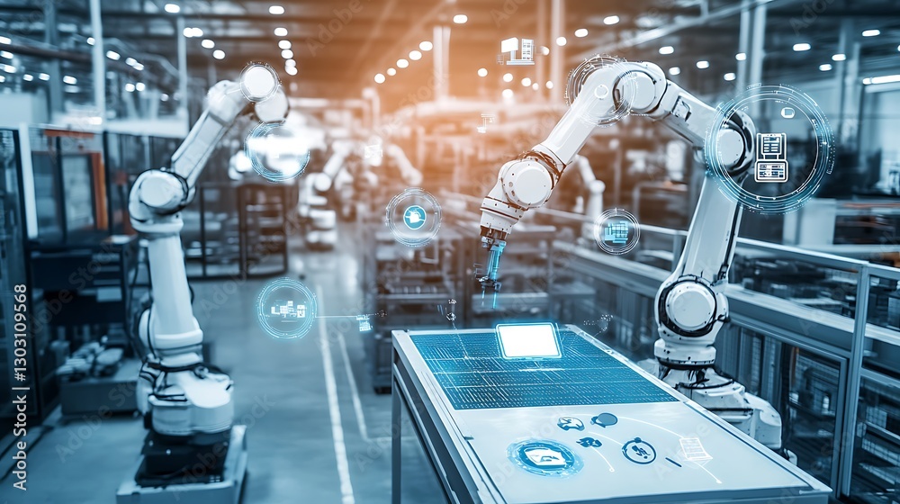 Fototapeta premium Advanced Robotics in Modern Manufacturing: A Glimpse into the Future of Industry 4.0