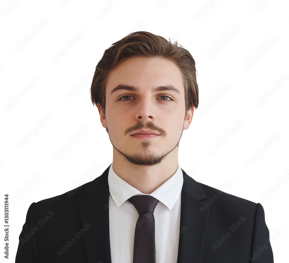 Professional Young Man in Black Suit Isolated on Transparent Background Professional Young Man in Black Suit Isolated on Transparent Background