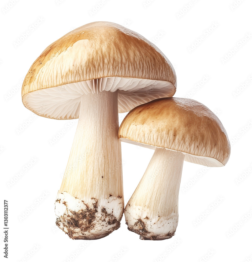 Two Fresh Wild Mushrooms Isolated on Transparent Background Two Fresh Wild Mushrooms Isolated on Transparent Background